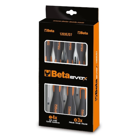 Beta 1203E/D7 Set of 7 Evox Slotted and Screwdrivers 012031007